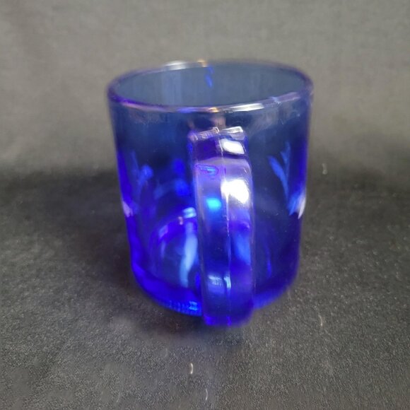 Vintage Cobalt Blue Glass Coffee Mug Boeing Made In USA 4” Width - Picture 4 of 6